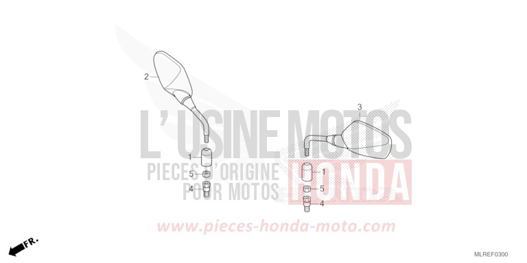 MIROIR de Hornet 500 MAT GUNPOWDER BLACK METALLIC (NH436) 2024
